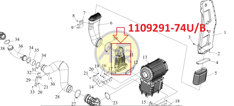 Впускная труба воздушного фильтра FAW J6 1109291-74U/B  Новая позиция заказать !!!!